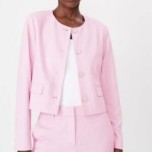 Ann Taylor Fragrant Lilac Cross Weave Crew Neck Jacket Size 10 Cropped Ladylike